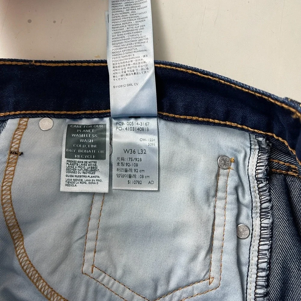 Levis 514 Jeans Mens 36x32 Blue Straight Dark Wash Denim Grunge Cowboy Work Rock
